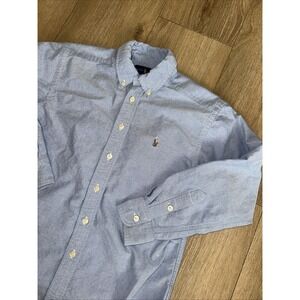 Polo Ralph Lauren Chambray Button Down Shirt Boys 10 Blue Flesh Pony Preppy